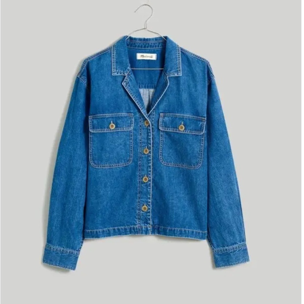 NWOT MADEWELL Denim Cropped Button-Up Shirt XXS